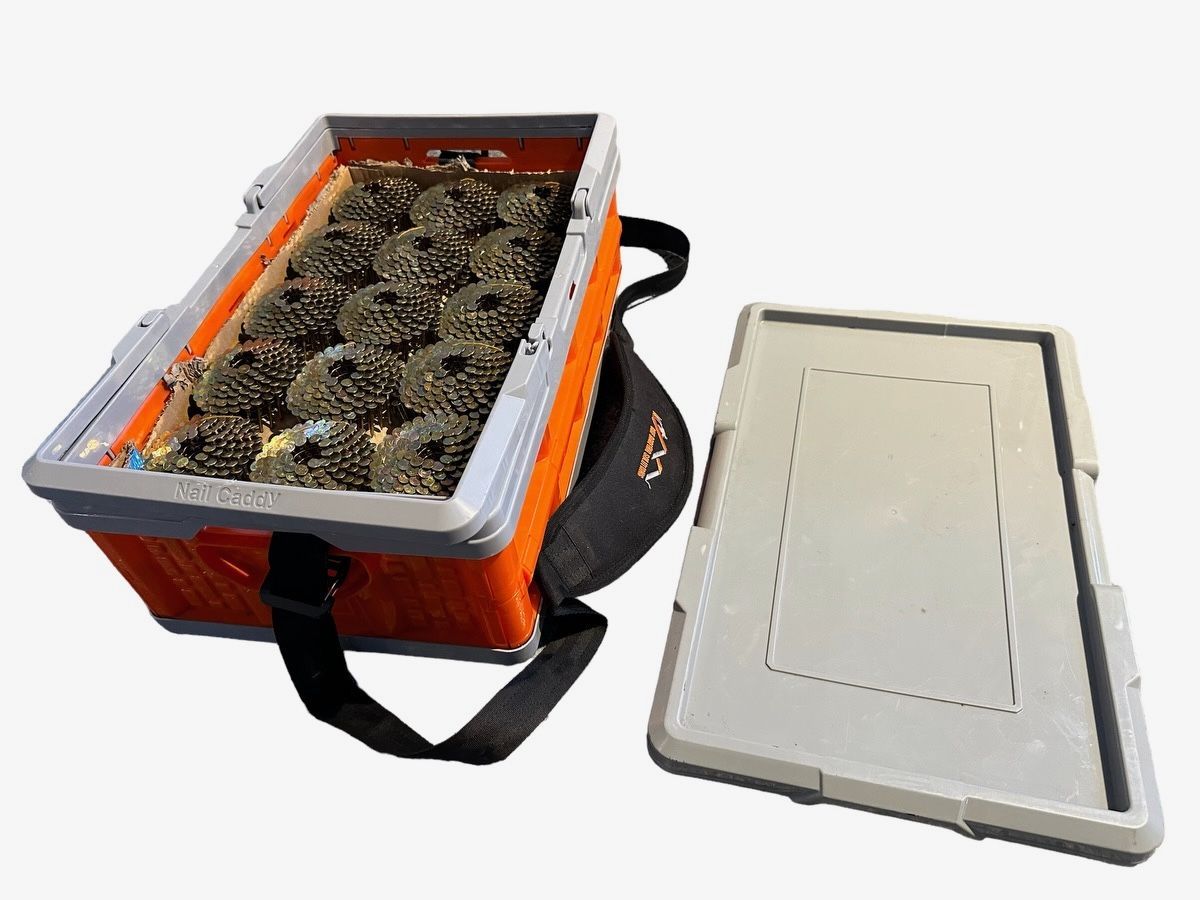 Nail Caddy (Complete) includes cover, non-slip base and pins to secure non-slip base AND THE PADDED STRAP.
